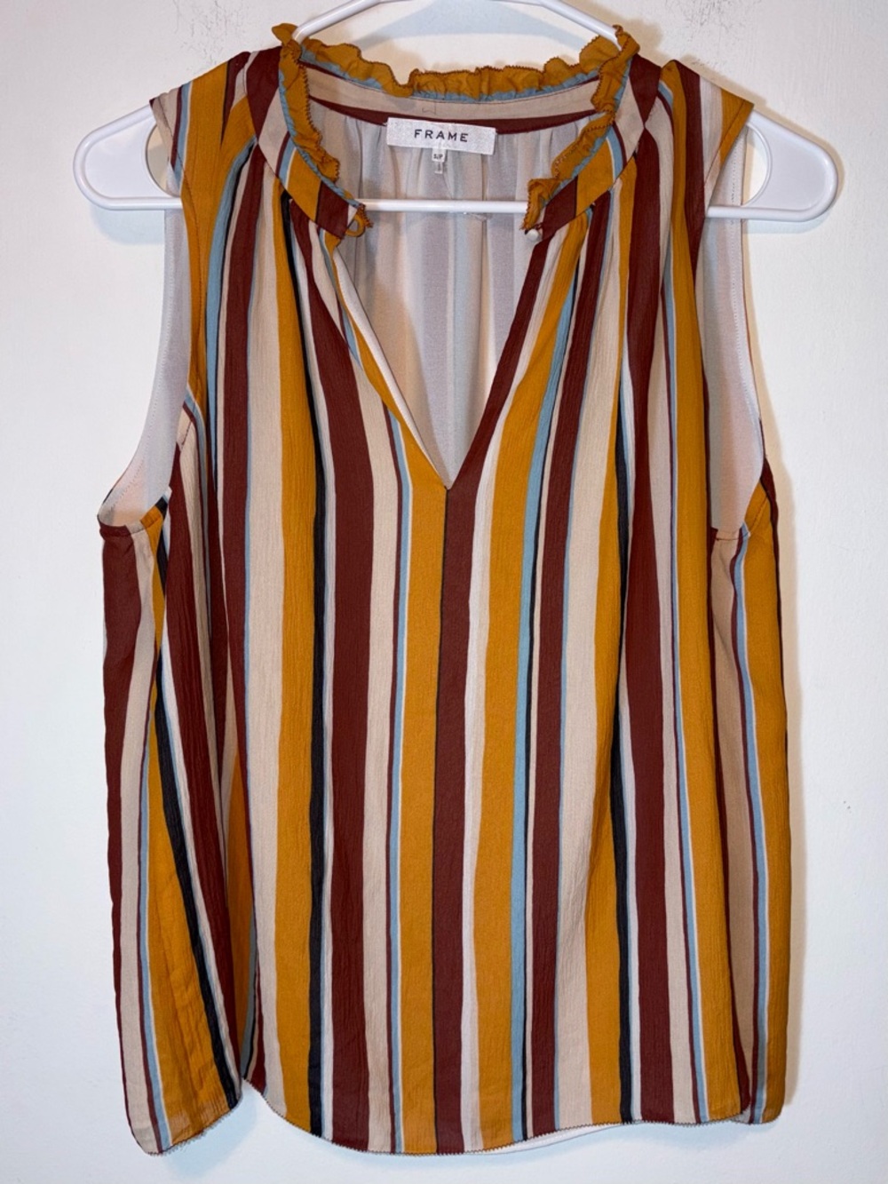 Frame Silk Striped Sleeveless Top Sunrise Multicolor Size S Flowy Lightweight - Picture 2 of 8